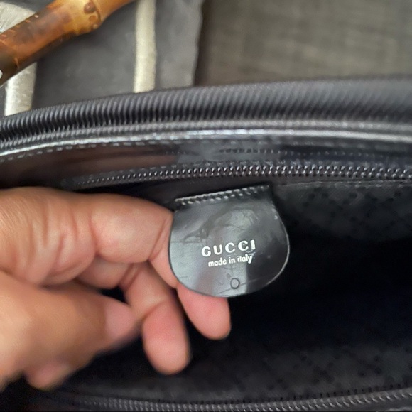 GUCCI 1990s Bamboo Nylon Canvas Bag Black - Picture 9 of 16